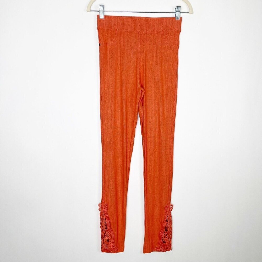 Simply Southern Orange Leggings Womens Size Small Medium Crochet - Picture 2 of 11